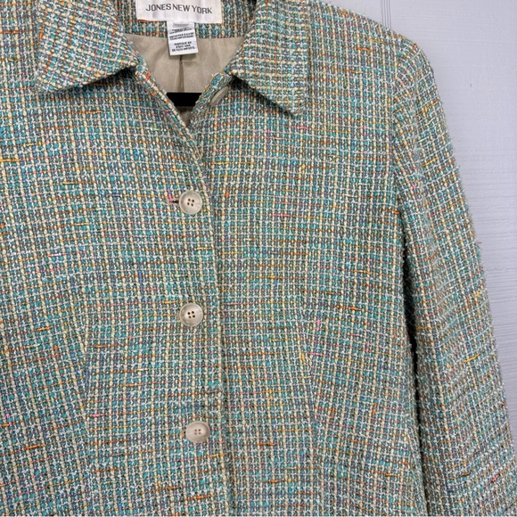 Jones New York Colorful Pastels Tweed Blazer Textured Business Professional 8 - Picture 2 of 7
